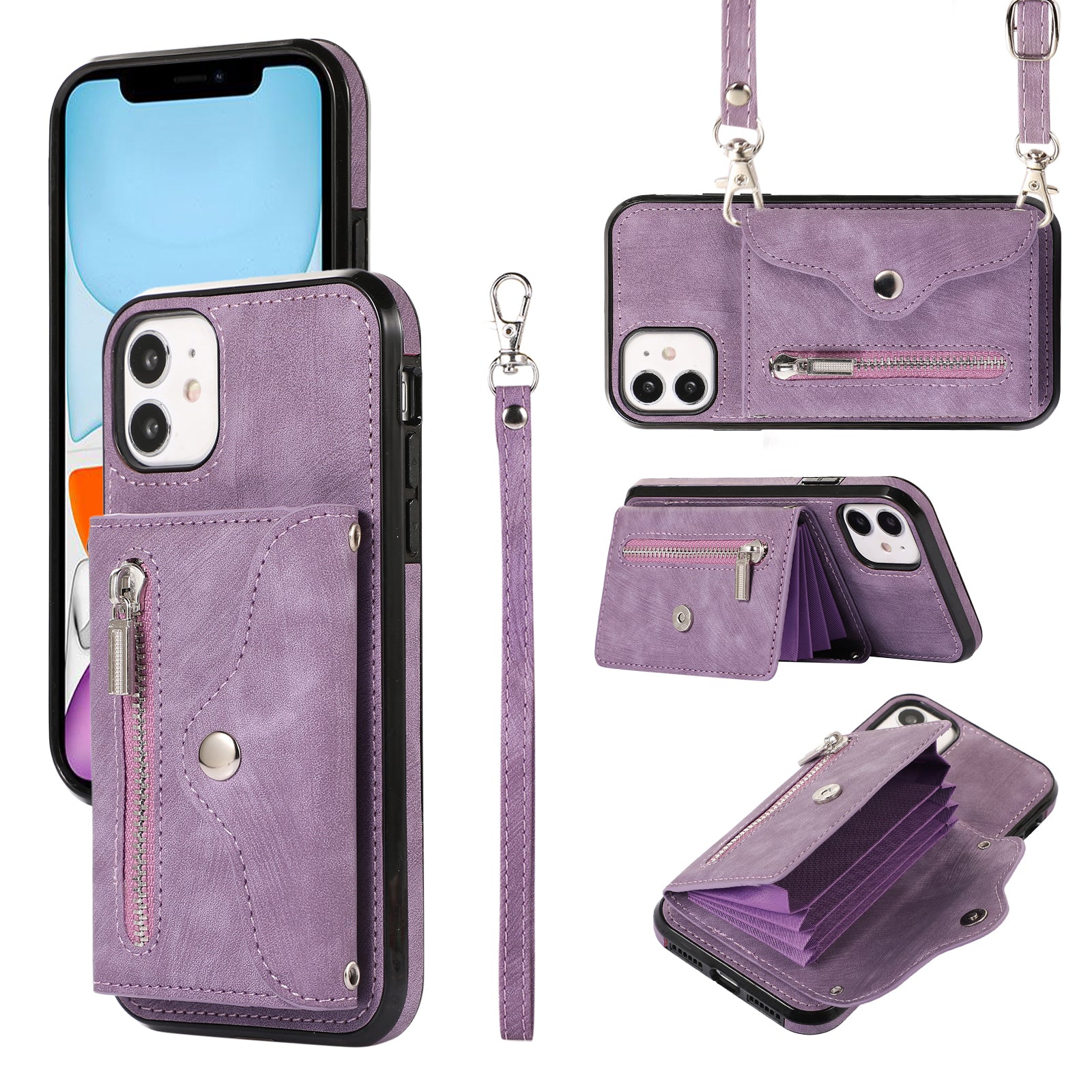 PU Leather+TPU Cover for iPhone 11 RFID Blocking Card Bag Phone Case with Kickstand PU Leather+TPU Cover for iPhone 11 RFID Blocking Card Bag Phone Case with Kickstand